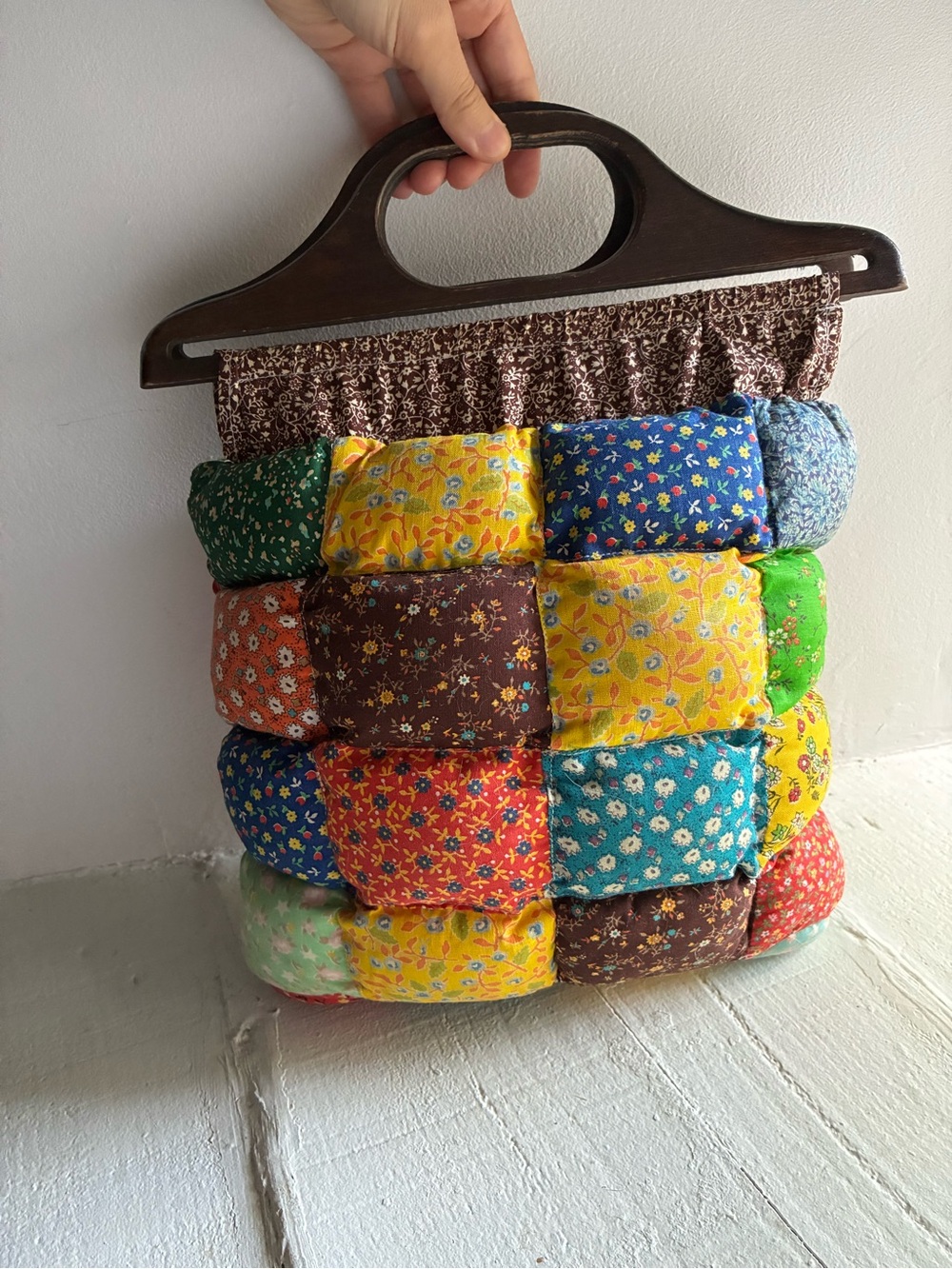 Vintage Patchwork Quilted Multicolor Handbag/Sewing Bag - Picture 5 of 7